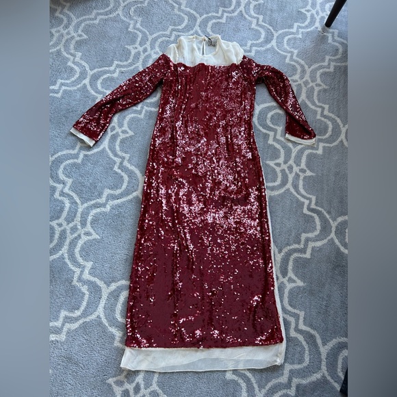 Zara New Sequin Chiffon Dress XS - Picture 4 of 6